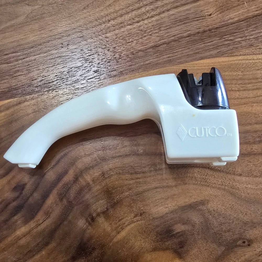 Cutco Knife Sharpener White Handheld Pull Through Kitchen Sharpener 80s Vintage